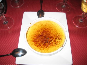 Creamy creme brulee for dessert. We all shared. 