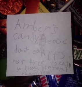 Ambers note on candy